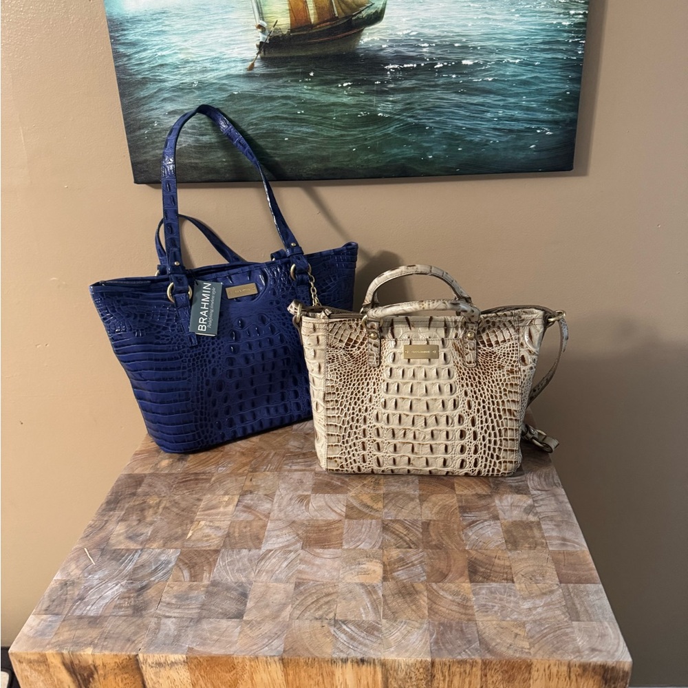 Brahmin Croc-Embossed Tote Bag